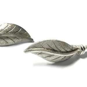 Vintage 1960s Signed Coro Silvertone Large Leaf Clip Earrings